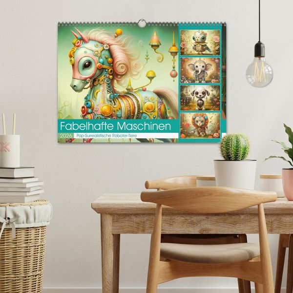 Produktbild: Fabelhafte Maschinen. Pop-Surrealistische Roboter-Tiere (Wandkalender 2026 DIN A3 quer), CALVENDO Monatskalender