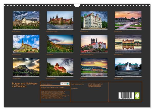 Produktbild: Burgen und Schl&ouml;sser um Dresden (Wandkalender 2026 DIN A3 quer), CALVENDO Monatskalender