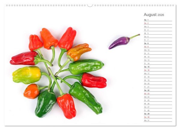 Produktbild: Echt scharf - Der Chili-K&uuml;chen-Planer (hochwertiger Premium Wandkalender 2026 DIN A2 quer), Kunstdruck in Hochglanz