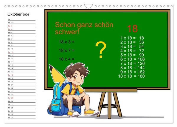 Produktbild: Mathematik f&uuml;r Grundsch&uuml;ler (Wandkalender 2026 DIN A3 quer), CALVENDO Monatskalender