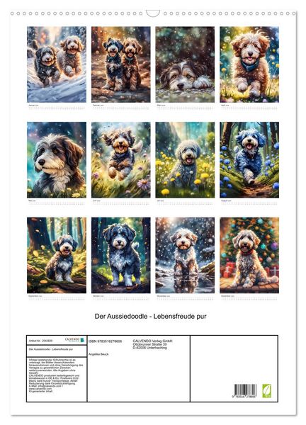 Produktbild: Der Aussiedoodle - Lebensfreude pur (Wandkalender 2026 DIN A2 hoch), CALVENDO Monatskalender