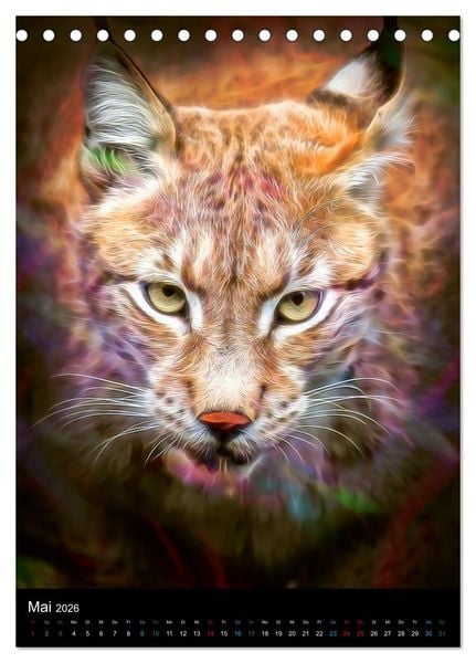 Produktbild: Raubkatzen - Artwork (Tischkalender 2026 DIN A5 hoch), CALVENDO Monatskalender