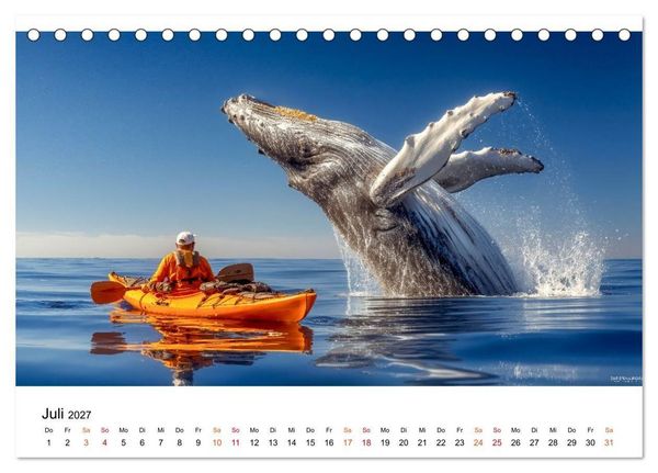 Produktbild: Wale - ein Jahr voller Meer (Tischkalender 2027 DIN A5 quer), CALVENDO Monatskalender