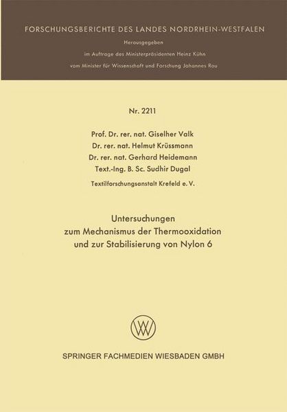 Produktbild: Untersuchungen zum Mechanismus der Thermooxidation und zur Stabilisierung von Nylon 6