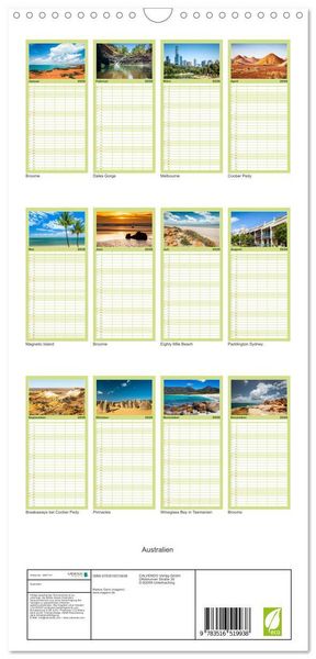 Produktbild: Familienplaner 2026 - Australien mit 5 Spalten (Wandkalender, 21 x 45 cm) CALVENDO
