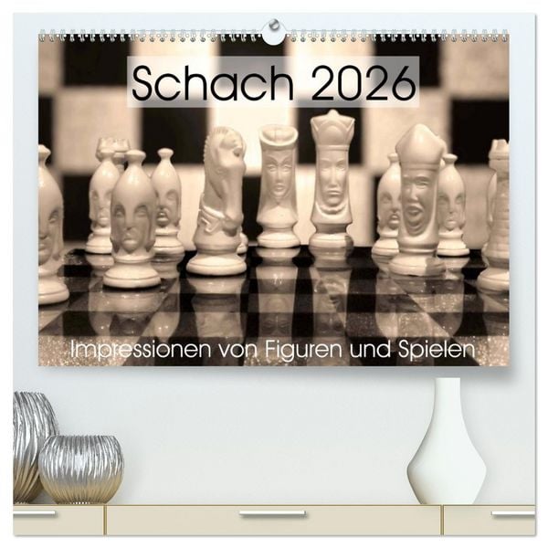 Produktbild: Schach 2026. Impressionen von Figuren und Spielen (hochwertiger Premium Wandkalender 2026 DIN A2 quer), Kunstdruck in Hochglanz