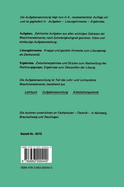 Produktbild: Aufgabensammlung Maschinenelemente