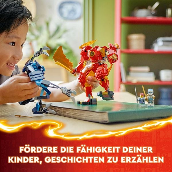 LEGO NINJAGO 71808 Kais Feuermech, Action-Spielzeug mit 2 Actionfiguren