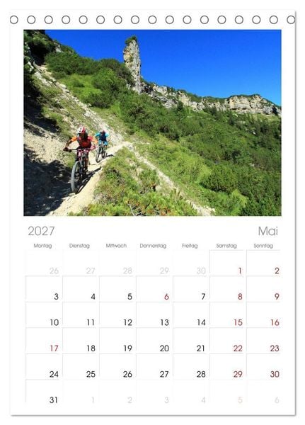 Produktbild: Tischplaner 2027 - Mountainbike Traumpfade (A5 Tischkalender zum Aufstellen) CALVENDO