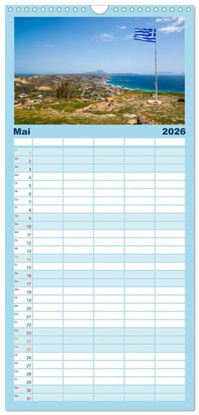 Produktbild: Familienplaner 2026 - Griechenland - Zauberhaftes Kos mit 5 Spalten (Wandkalender, 21 x 45 cm) CALVENDO