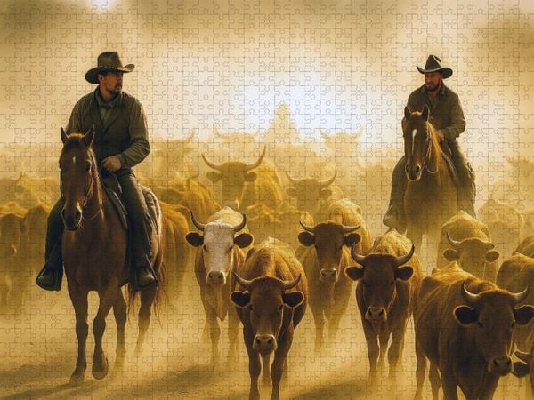 Produktbild: CALVENDO Puzzle Cowboys begleiten eine Rinderherde | 1000 Teile Lege-Gr&ouml;&szlig;e 64x48cm Foto-Puzzle f&uuml;r gl&uuml;ckliche Stunden