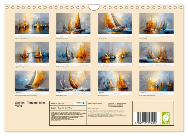 Produktbild: Segeln - Tanz mit dem Wind (Wandkalender 2027 DIN A4 quer), CALVENDO Monatskalender