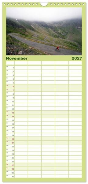 Produktbild: Familienplaner 2027 - Pyren&auml;enp&auml;sse mit dem Rennrad 2027 mit 5 Spalten (Wandkalender, 21 x 45 cm) CALVENDO