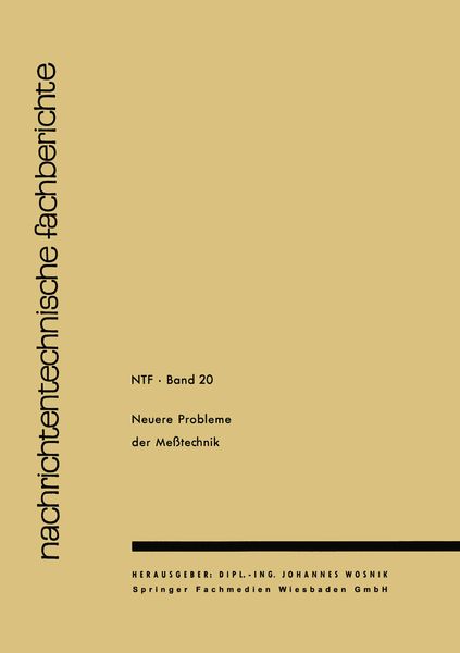 Produktbild: Neuere Probleme der Messtechnik