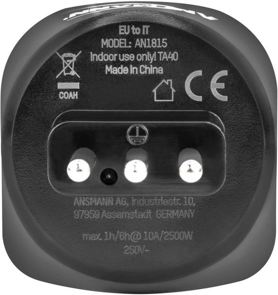 Produktbild: Ansmann 1250-0035 Reiseadapter EU to IT