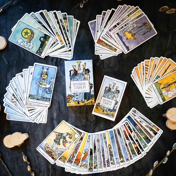 Produktbild: Das Weiser-Tarot - Tarot von A.E. Waite in den urspr&uuml;nglichen Aquarellfarben (78 Karten illustriert von Pamela Colman Smith mit Booklet)