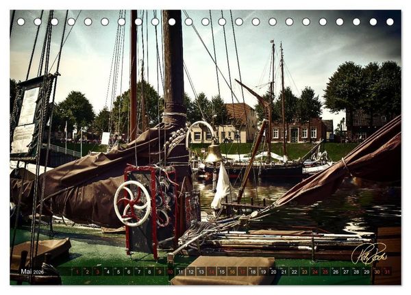 Produktbild: Ostfriesland - die alten H&auml;fen, Vintage-Style (Tischkalender 2026 DIN A5 quer), CALVENDO Monatskalender