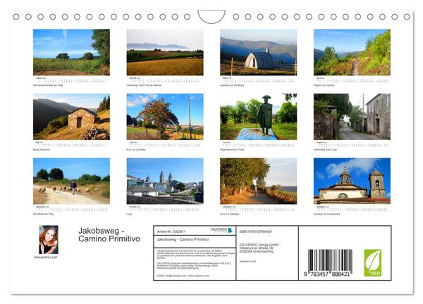 Produktbild: Jakobsweg - Camino Primitivo (Wandkalender 2026 DIN A4 quer), CALVENDO Monatskalender