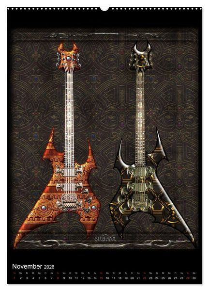 Produktbild: Heroische Gitarren (Wandkalender 2026 DIN A2 hoch), CALVENDO Monatskalender
