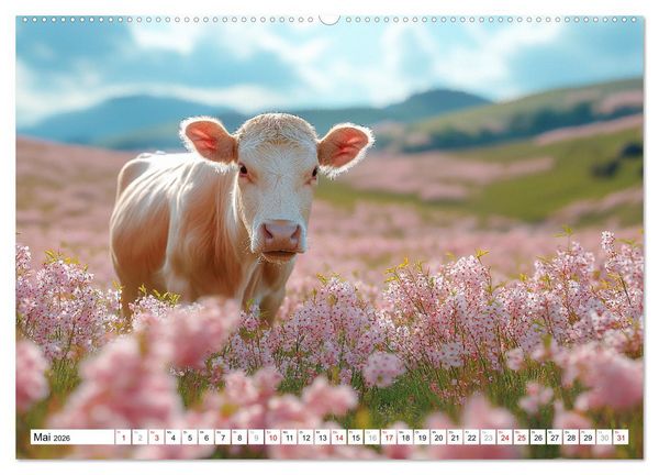Produktbild: K&Uuml;HE AUF DER ALM &ndash; Der Kalender aus Bayern (hochwertiger Premium Wandkalender 2026 DIN A2 quer), Kunstdruck in Hochglanz