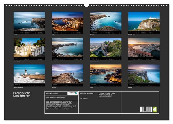 Produktbild: Portugisische Landschaften (Wandkalender 2026 DIN A2 quer), CALVENDO Monatskalender