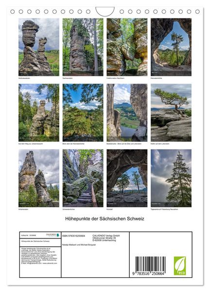 Produktbild: H&ouml;hepunkte der S&auml;chsischen Schweiz (Wandkalender 2026 DIN A4 hoch), CALVENDO Monatskalender