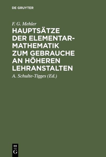 Produktbild: Haupts&auml;tze der Elementar-Mathematik zum Gebrauche an h&ouml;heren Lehranstalten