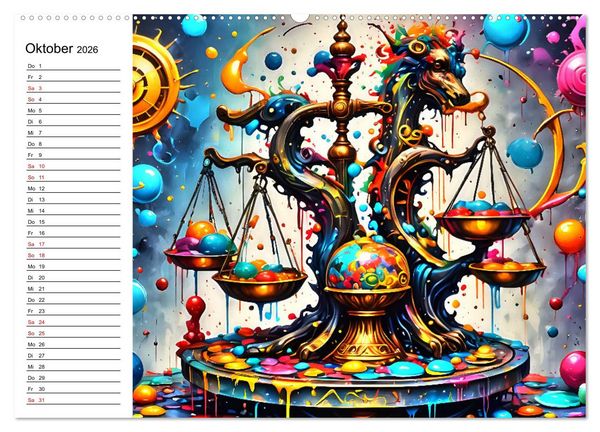 Produktbild: Street Art Sternzeichen (hochwertiger Premium Wandkalender 2026 DIN A2 quer), Kunstdruck in Hochglanz