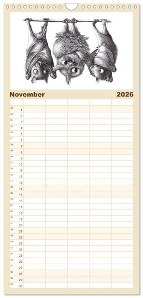 Produktbild: Familienplaner 2026 - owls & friends 2026 mit 5 Spalten (Wandkalender, 21 x 45 cm) CALVENDO