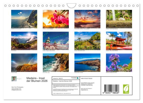 Produktbild: Madeira - Insel der Blumen 2026 (Wandkalender 2026 DIN A4 quer), CALVENDO Monatskalender