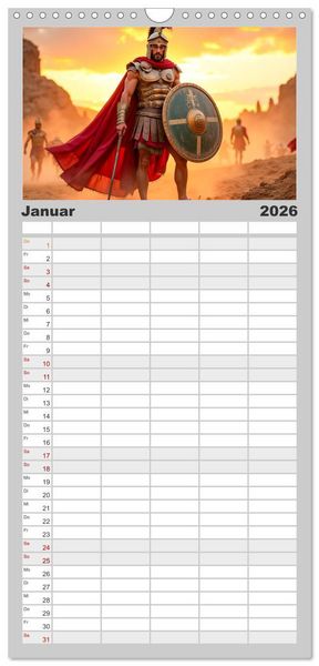 Produktbild: Familienplaner 2026 - Krieger - Im Wandel der Zeit mit 5 Spalten (Wandkalender, 21 x 45 cm) CALVENDO