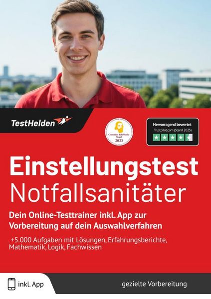 Produktbild: Einstellungstest Notfallsanit&auml;ter: Dein Online-Testtrainer inkl. App zur Vorbere
