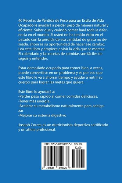 Produktbild: 40 Recetas de P&eacute;rdida de Peso para un Estilo de Vida Ocupado
