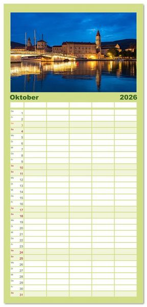 Produktbild: Familienplaner 2026 - Kroatien - Welterbe Trogir mit 5 Spalten (Wandkalender, 21 x 45 cm) CALVENDO