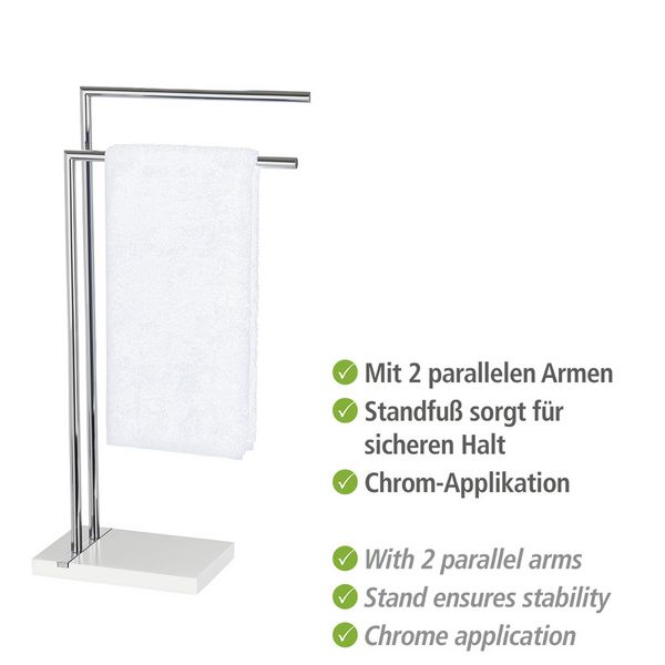 Produktbild: Handtuchst&auml;nder Mod. Noble White mit 2 Armen, aus verchromtem Stahl