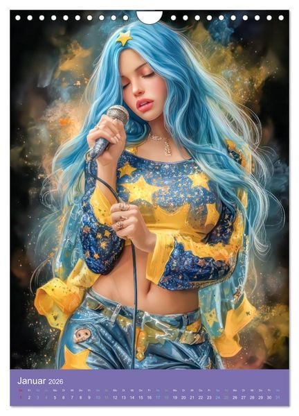Produktbild: Popstars - Inspiriert vom Mangastil (Wandkalender 2026 DIN A4 hoch), CALVENDO Monatskalender