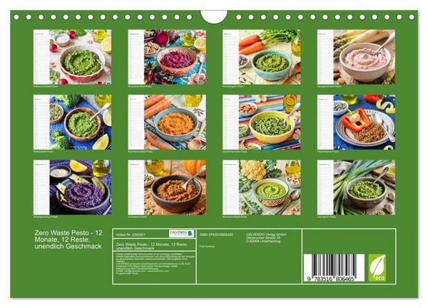 Produktbild: Zero Waste Pesto - 12 Monate, 12 Reste, unendlich Geschmack (Wandkalender 2027 DIN A4 quer), CALVENDO Monatskalender