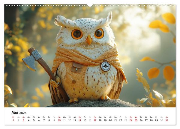Produktbild: Eulen im Wald - Die geheimen Jobs und Aufgaben (Wandkalender 2026 DIN A2 quer), CALVENDO Monatskalender