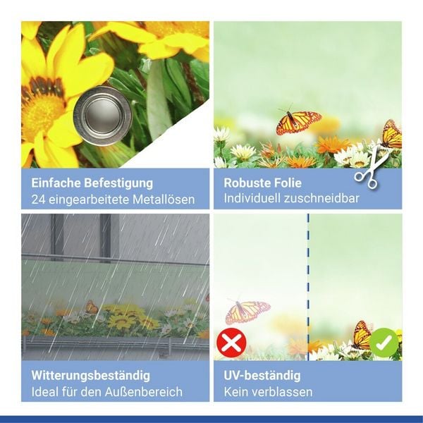 Produktbild: Balkon-Sichtschutz Mod. Schmetterling, 5 m, UV- und witterungsbest&auml;ndig