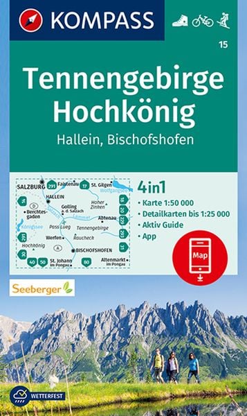 KOMPASS Wanderkarte 15 Tennengebirge, Hochkönig, Hallein, Bischofshofen 1:50.000