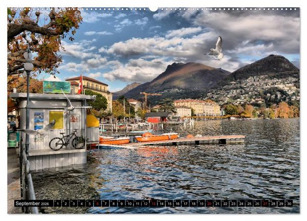 Produktbild: Lugano - Perle im Tessin (hochwertiger Premium Wandkalender 2026 DIN A2 quer), Kunstdruck in Hochglanz