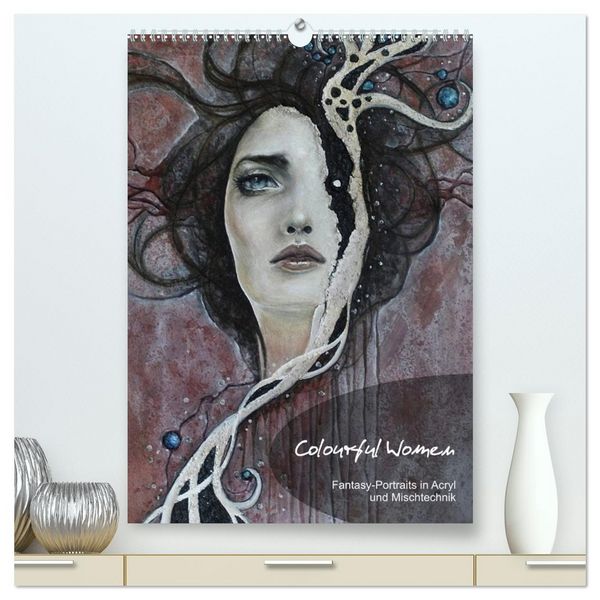 Produktbild: Colourful Women - Fantasy-Frauenportraits in Acryl und Mischtechnik (hochwertiger Premium Wandkalender 2026 DIN A2 hoch), Kunstdruck in Hochglanz