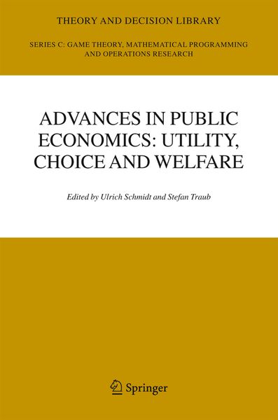 Produktbild: Advances in Public Economics: Utility, Choice and Welfare