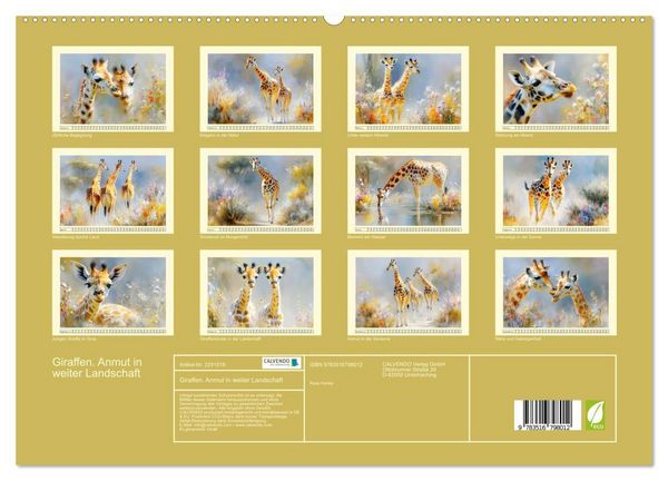 Produktbild: Giraffen. Anmut in weiter Landschaft (hochwertiger Premium Wandkalender 2027 DIN A2 quer), Kunstdruck in Hochglanz