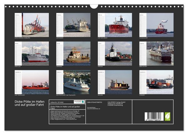 Produktbild: Dicke P&ouml;tte im Hafen und auf gro&szlig;er Fahrt (Wandkalender 2026 DIN A3 quer), CALVENDO Monatskalender