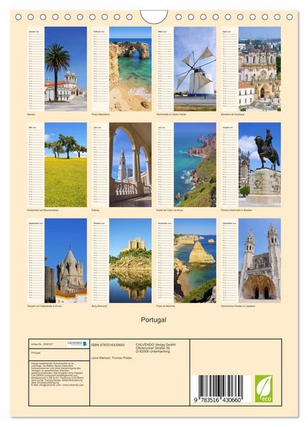 Produktbild: Portugal (Wandkalender 2026 DIN A4 hoch), CALVENDO Monatskalender