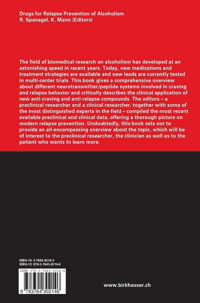 Produktbild: Drugs for Relapse Prevention of Alcoholism
