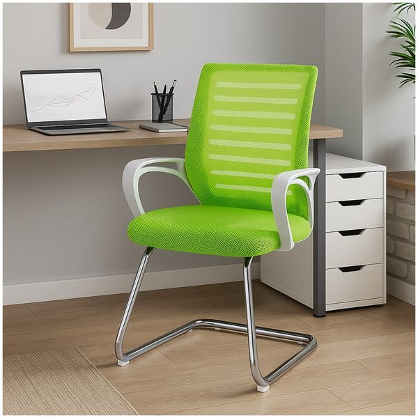 HTI-Living Ergonomischer Konferenzstuhl in Grün mit Netzrücken und Freischwingergestell