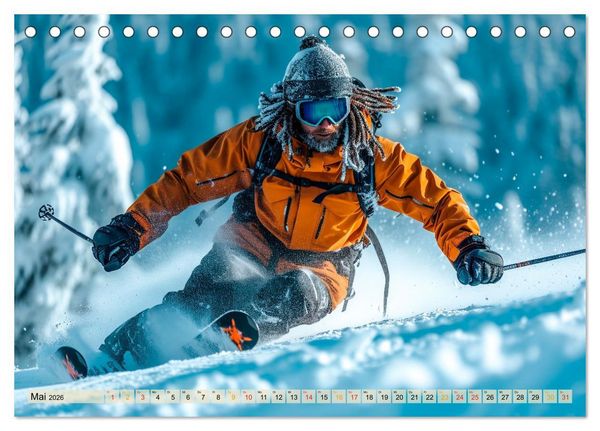 Produktbild: Skifahren - tolle Momente (Tischkalender 2026 DIN A5 quer), CALVENDO Monatskalender