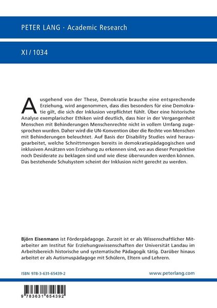 Produktbild: Ethik &ndash; Demokratie &ndash; Behinderung
